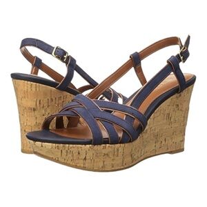 NEW Lauren Ralph Lauren Women's Quaylin Wedge Strappy Sandal Sz 11 Navy Blue